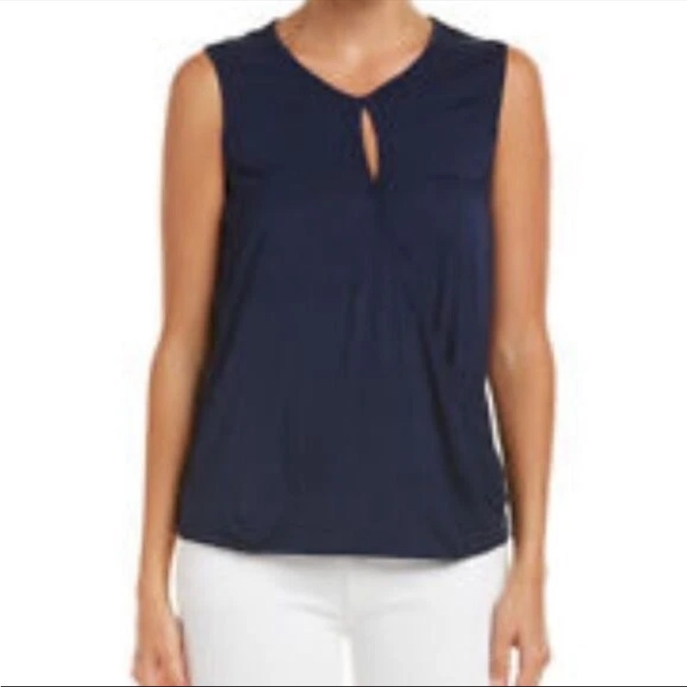 CABI Shirt Sleeveless Crossover Tee Womens S French Navy Blue $64 Jersey - Picture 5 of 9